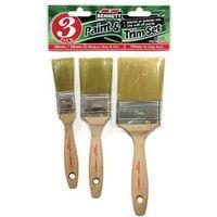 Bennett WOOD 3000 Paint Brush Set, Angular, Includes: 1-1/4 in, 2 in, 3 in Flat Wood Handle Brush, 3-Brush